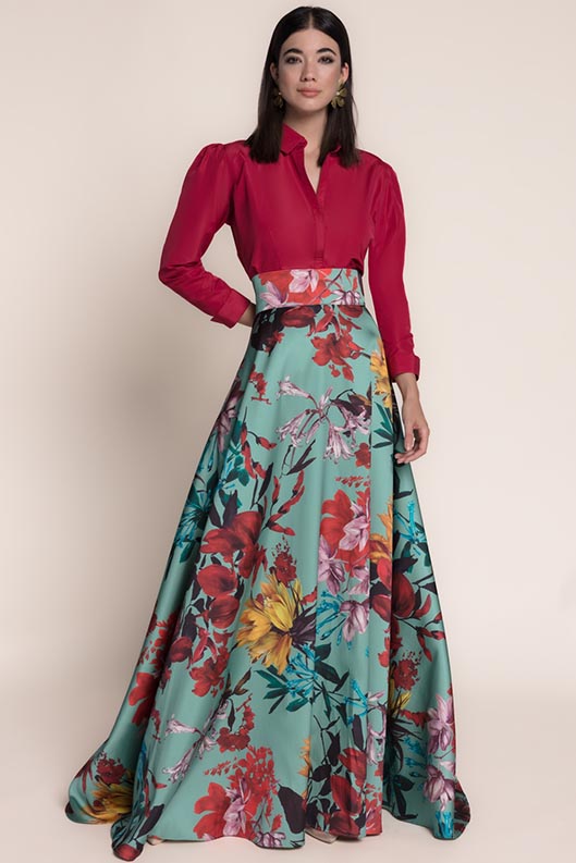 MATILDE CANO vestido con falda de flores